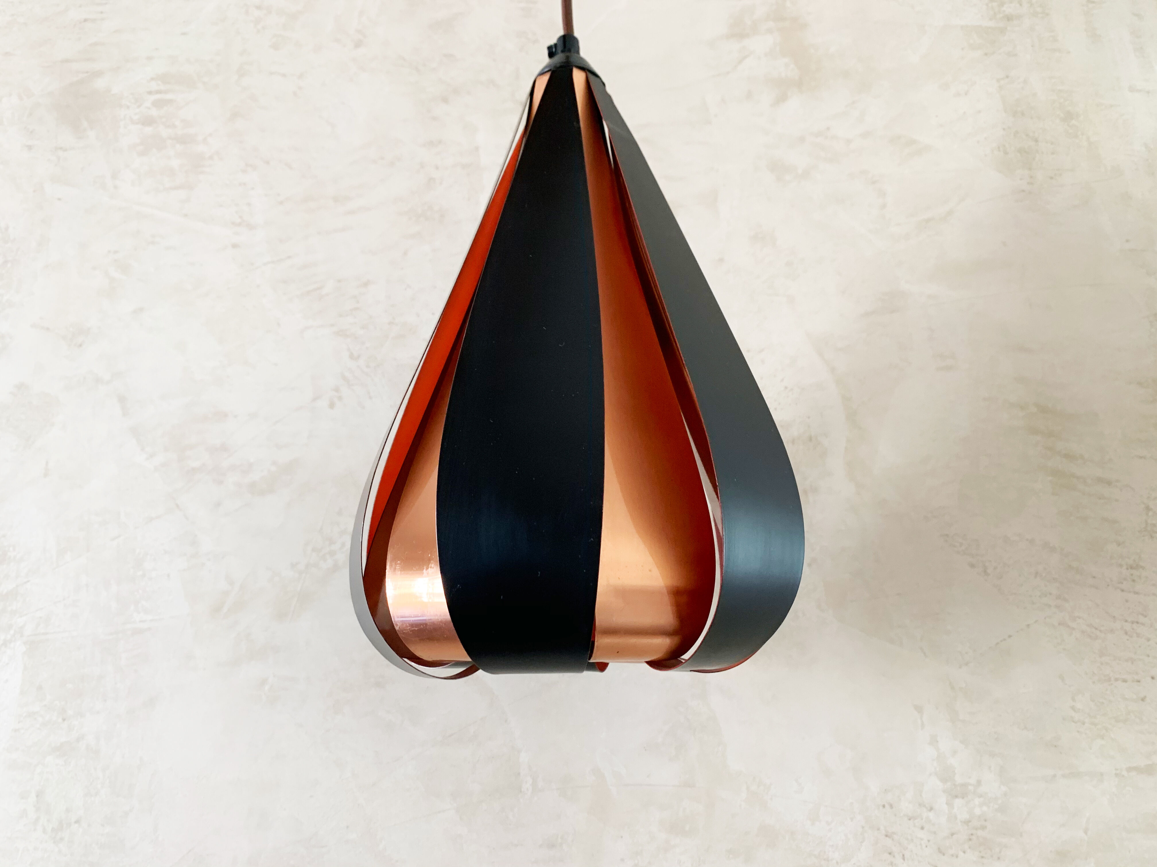 Werner Schou Pendant Lamp Made Of Copper And Black Lacquered Metal - Scandinavian Mid-century - Vint