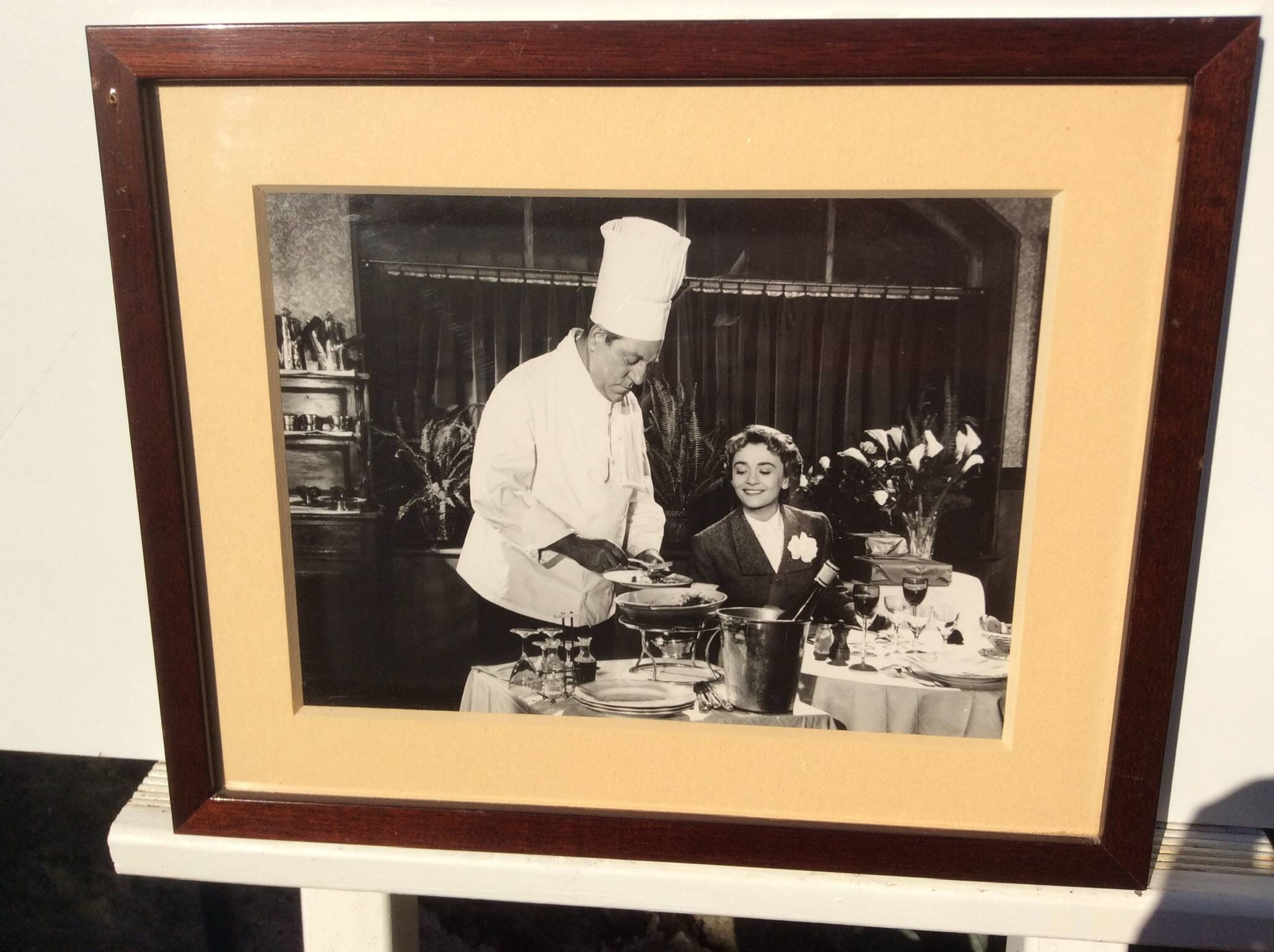 Black and white photo: Jean Gabin and Danièle Delorme