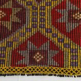 5x8 Burgundy & Yellow Vintage Kilim Rug, 160x258Cm