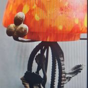 Magnificent lamp from 1920, 40 forged iron, 36x15, glass dome.