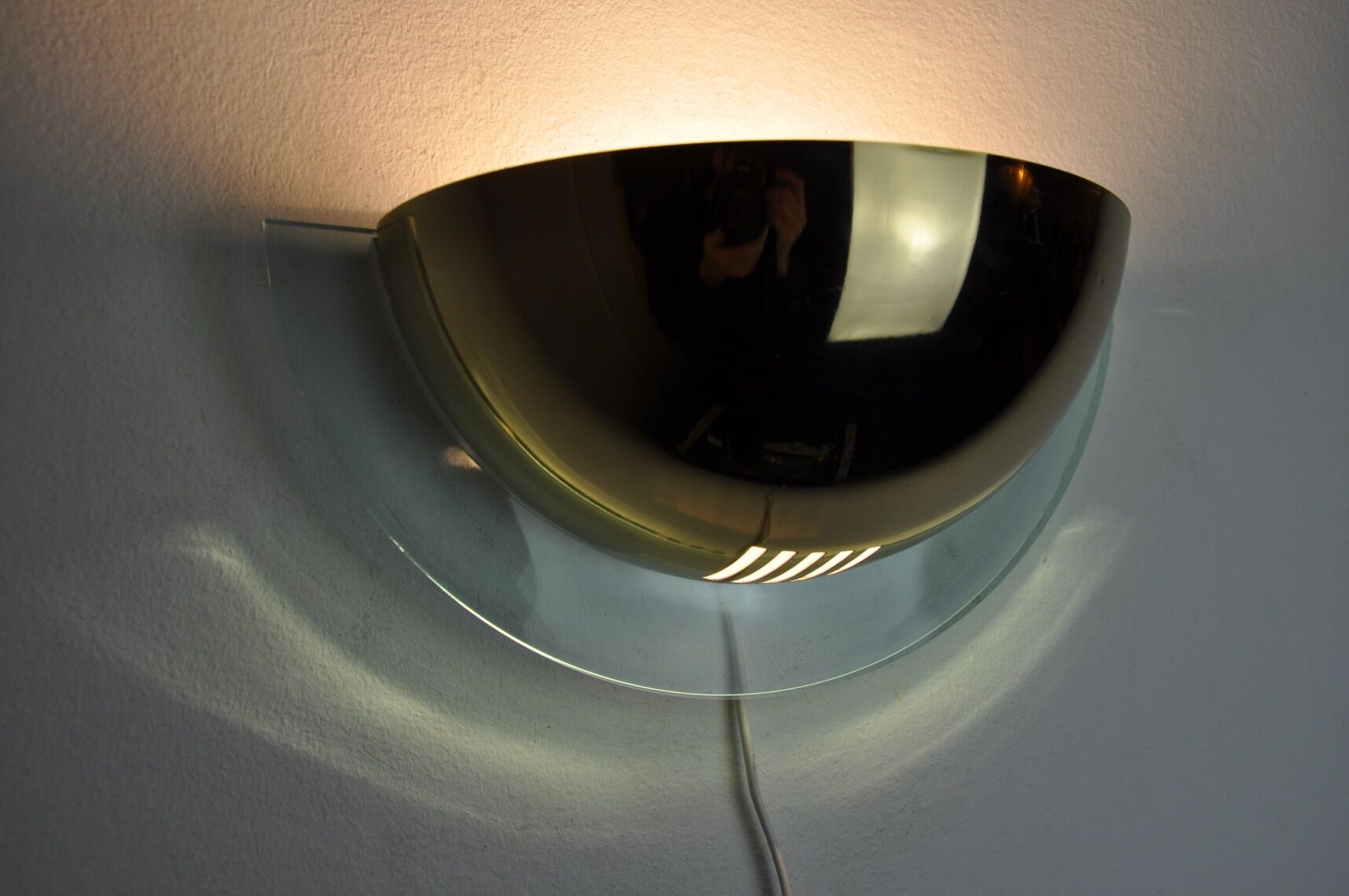 Pair of Regency wall lamps by GS, Demi-lunes, Germany, 1970