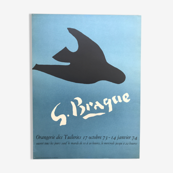 Affiche originale d'exposition de Georges Braque, Orangerie des Tuileries, 1974