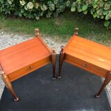 Duo of vintage Scandinavian teak bedside tables with 1 drawer.
