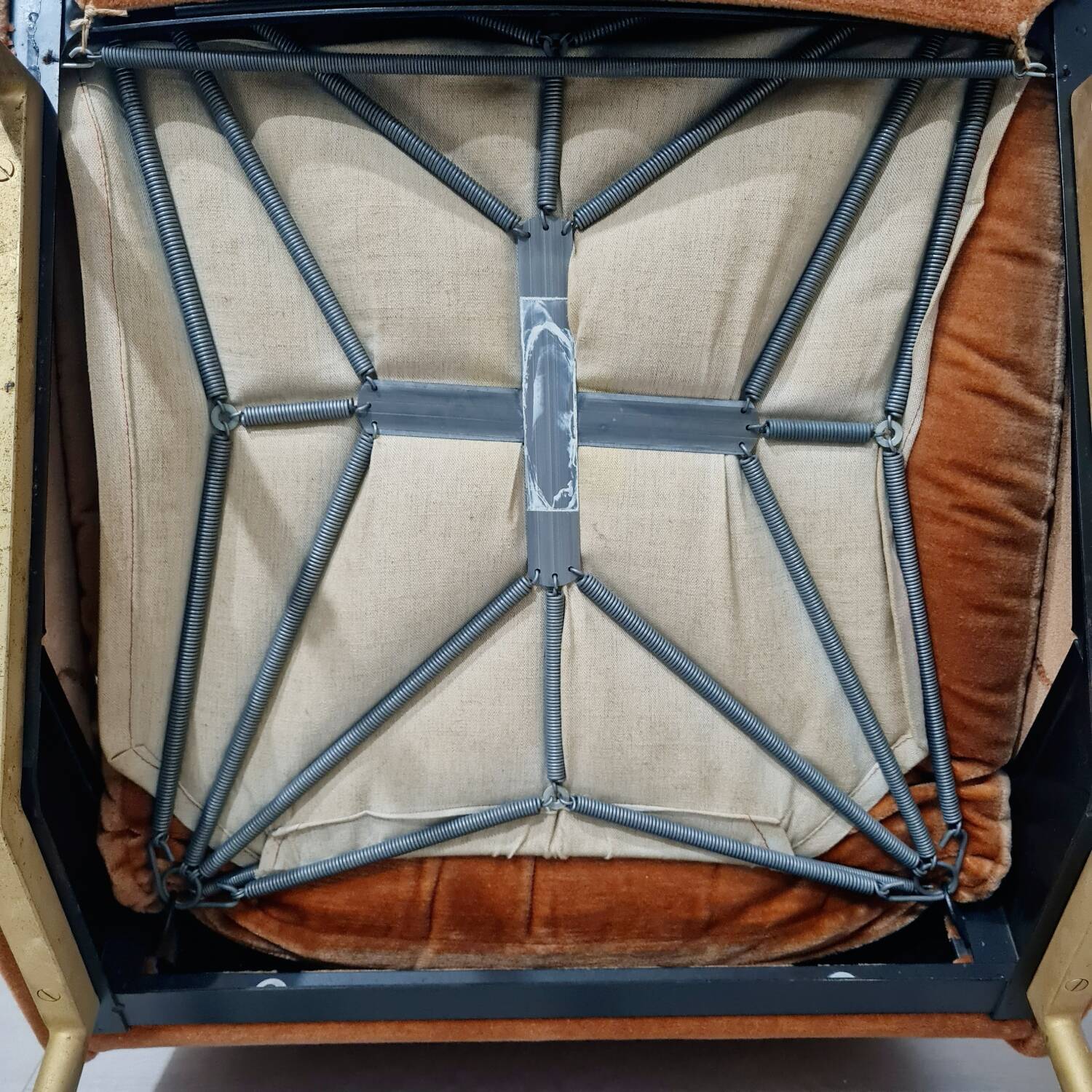 Antique Scandinavian velvet armchair with compass feet