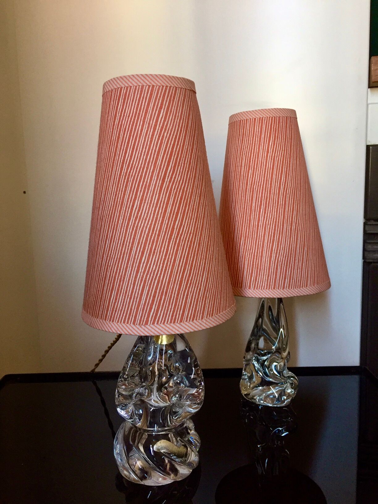 Pair of lamps, Crystal foot