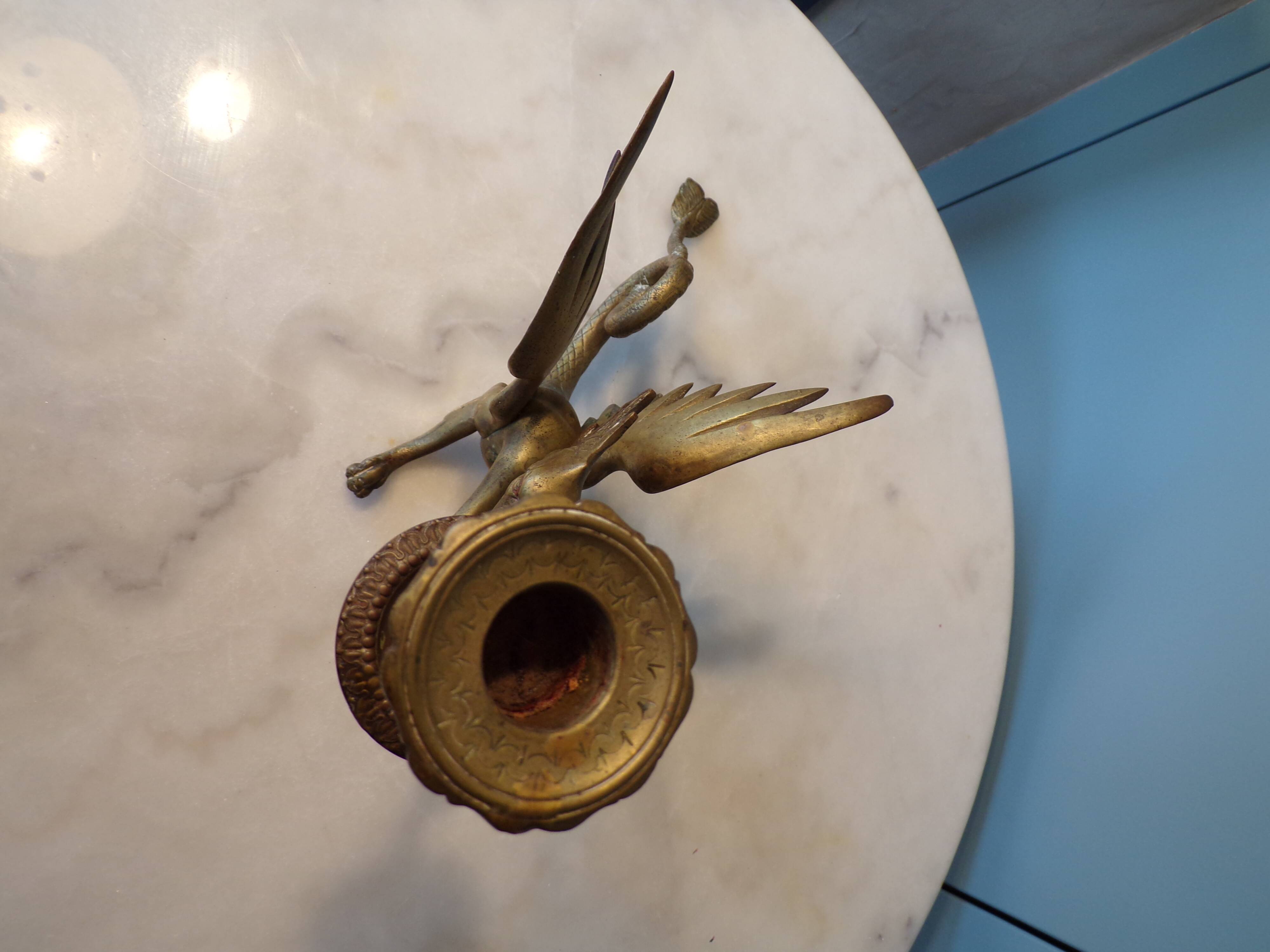 19th century bronze chimera candlestick