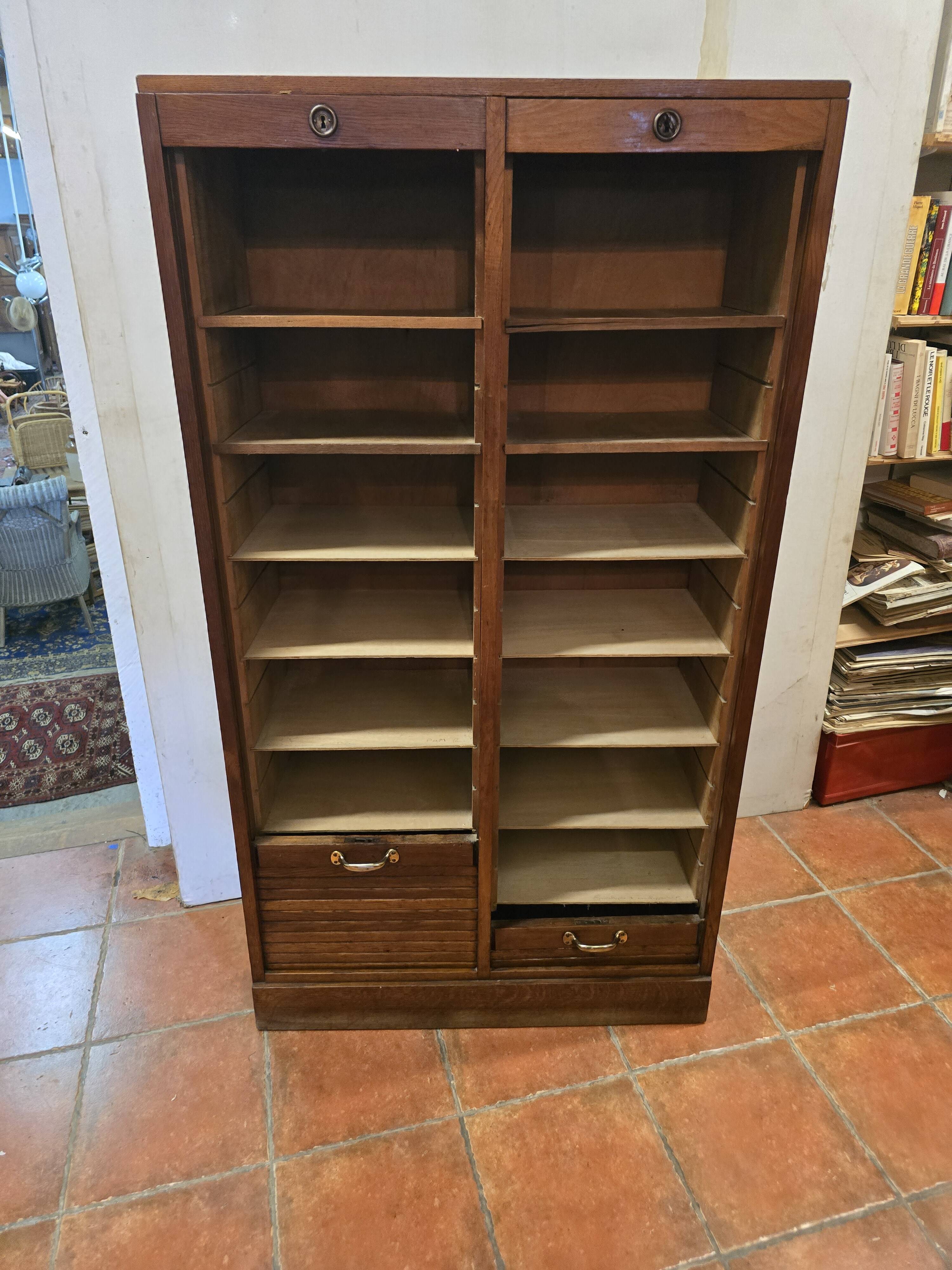 Old double oak filing cabinet