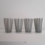 4 verres en verre blanc fin lignés