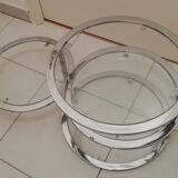 4-tray glass round coffee table