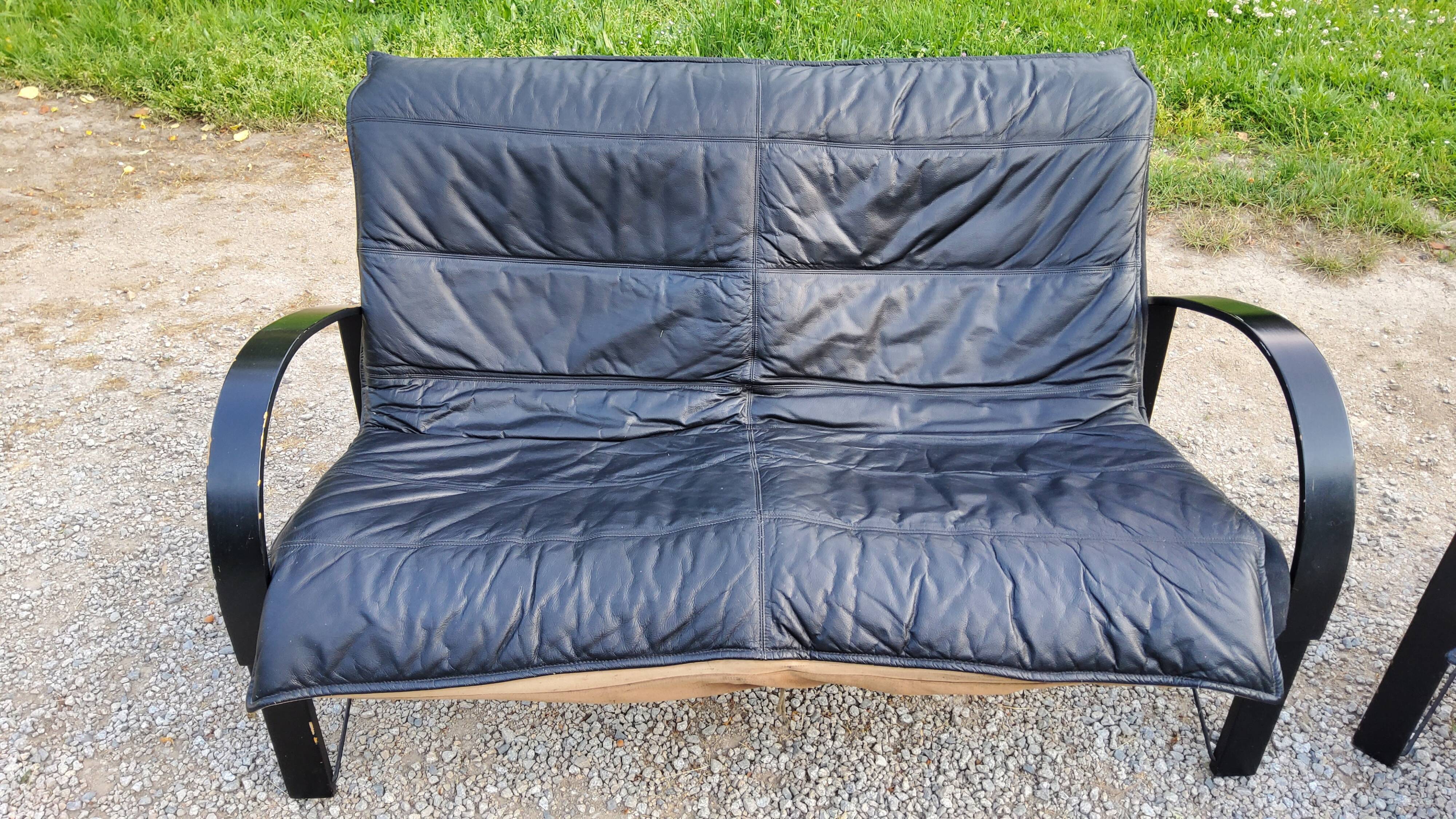 Pair of Scandinavian leather sofas from Tord Björklund