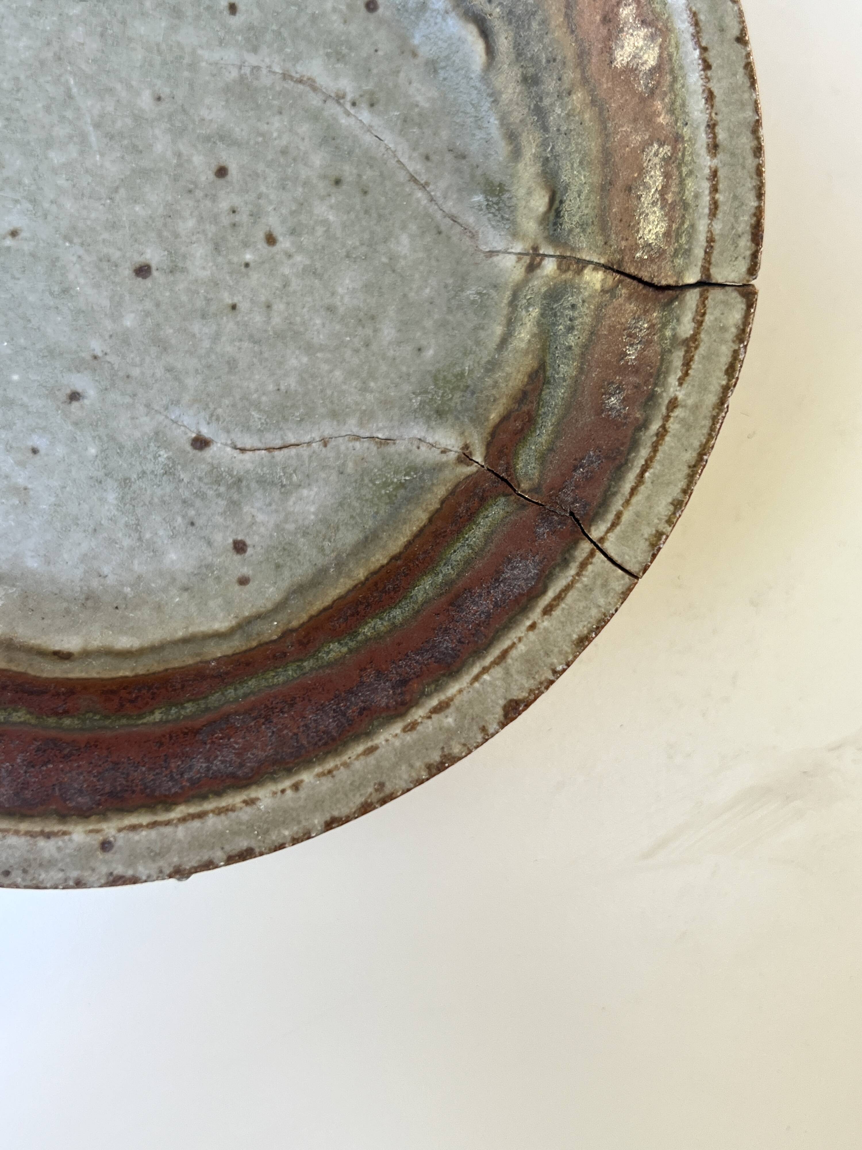 Bowl, hand-turned glazed stoneware catchall signed PY.