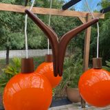 Scandinavian Rispal teak chandelier 1960