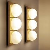 3 vintage limburg sconces, bronze gilded with fine gold, glass