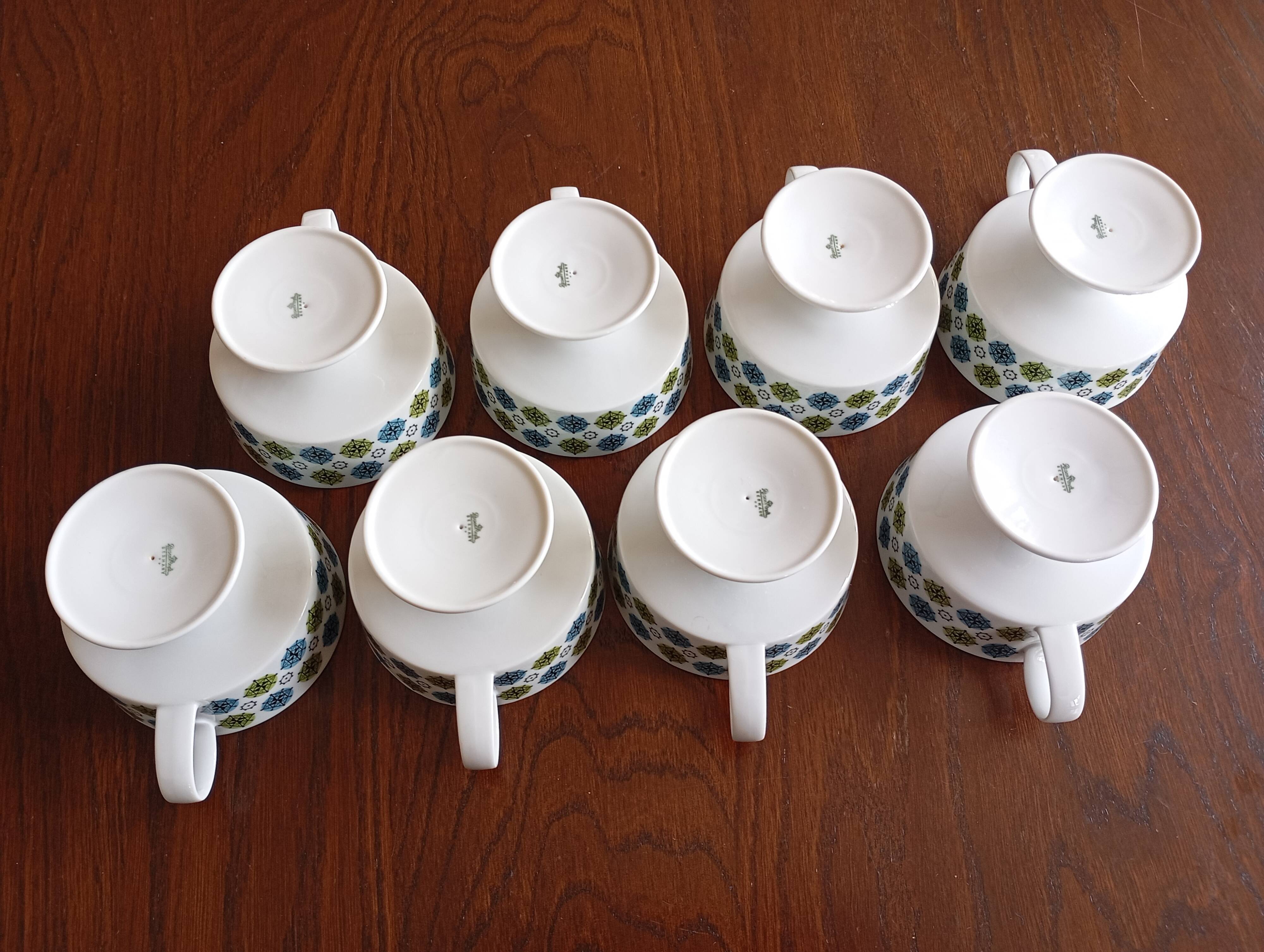 Service 8 cups "Rosette Taïga" Tapio Wirkkala & Ute Schröder for Rosenthal, ca 1970