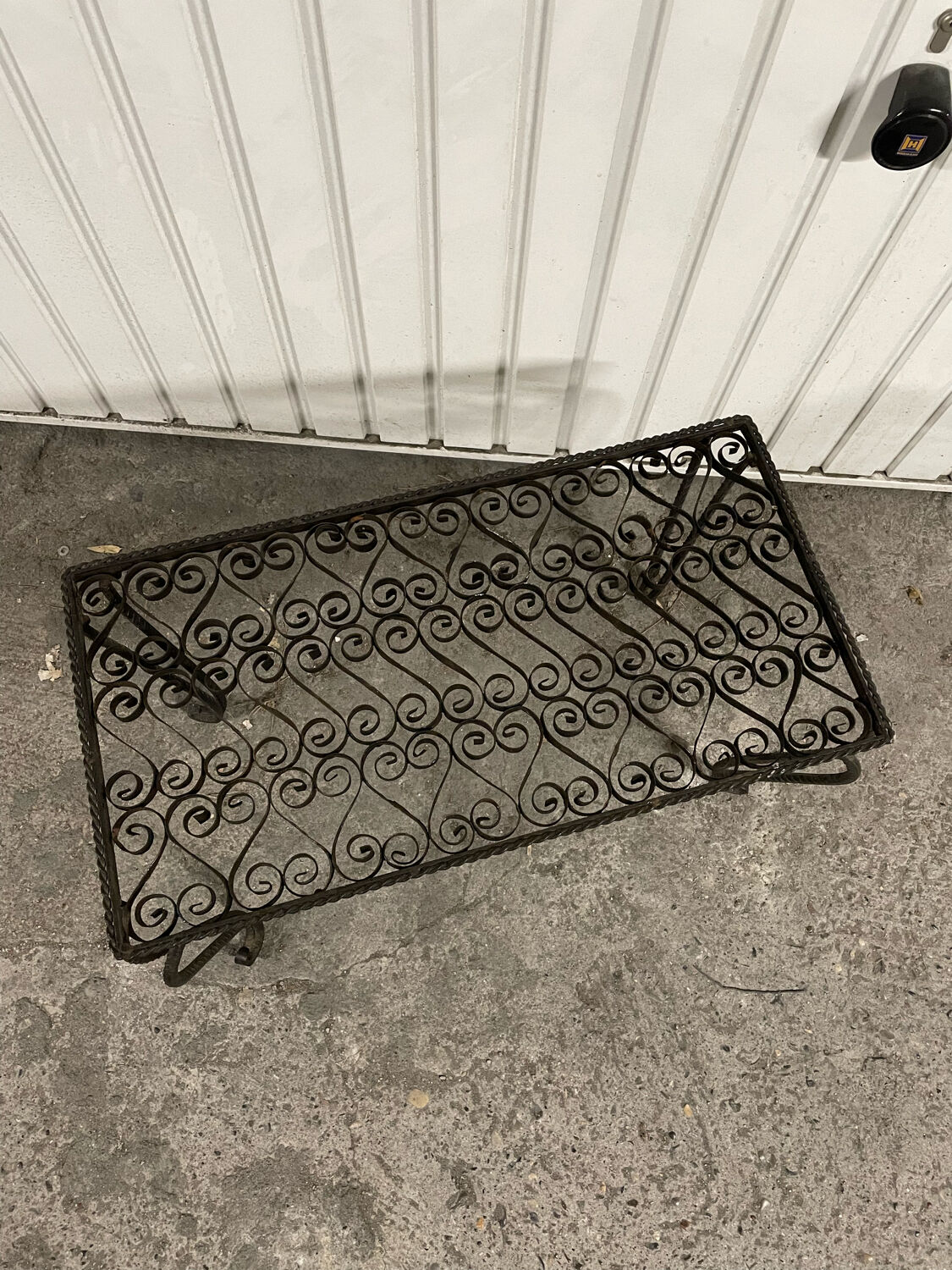 Black wrought iron coffee table