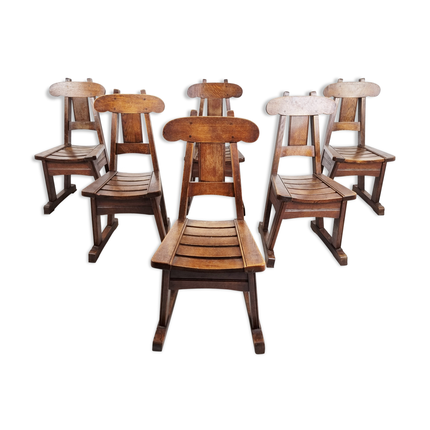 Vintage brutalist dining chairs, Vintage brutalist dining chairs, set of 6 - 1960sset of 6 - 1960s
