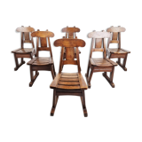 Vintage brutalist dining chairs, Vintage brutalist dining chairs, set of 6 - 1960sset of 6 - 1960s