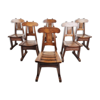 Vintage brutalist dining chairs, Vintage brutalist dining chairs, set of 6 - 1960sset of 6 - 1960s