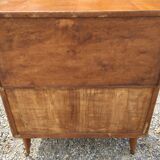 Vintage secretary desk, known as donkey's back, in cherry wood, Italian by Marelli & Fratelli.