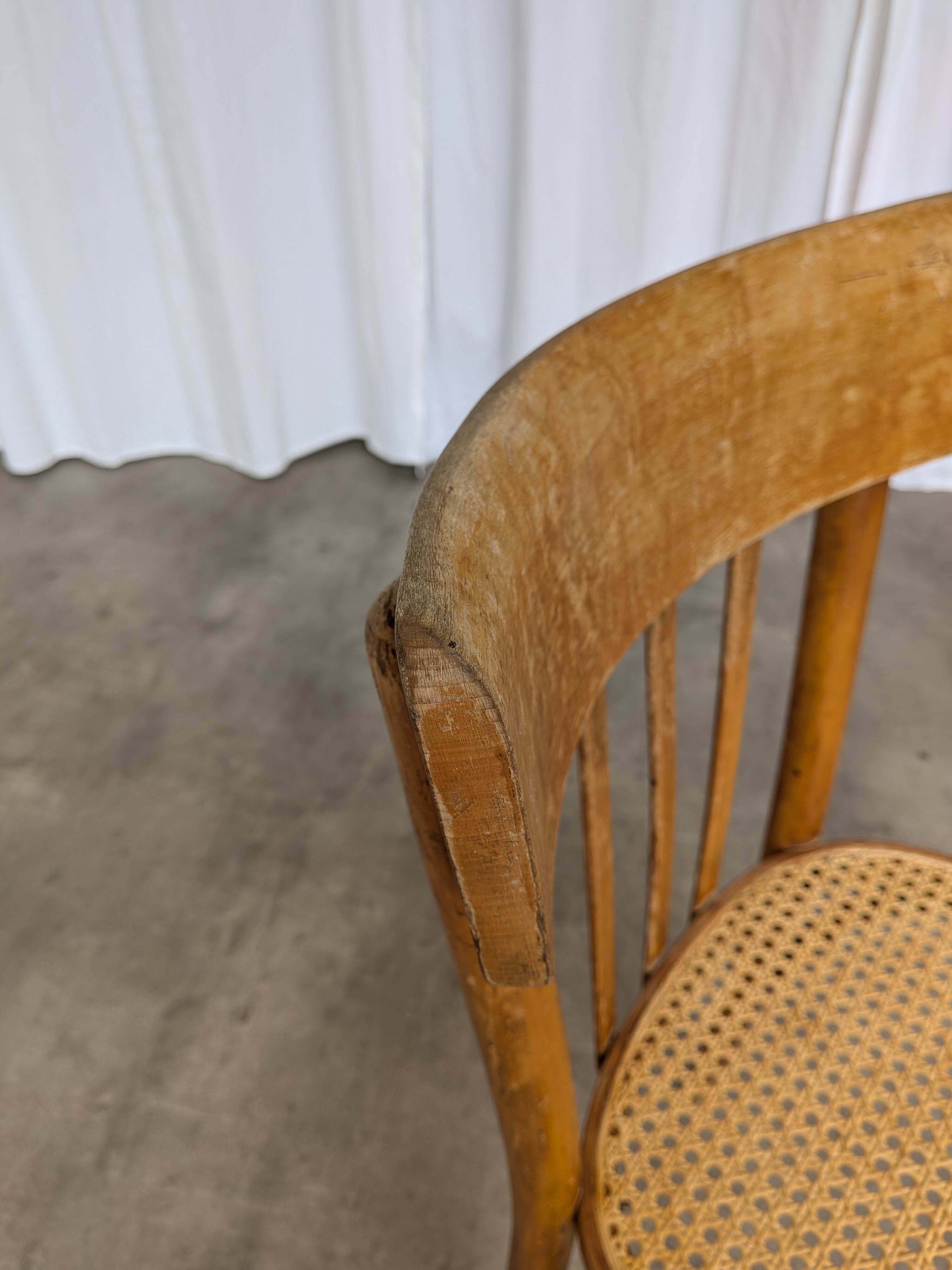 Vintage Cane Seat Dining Chair: 1970s Yugoslavia, Boho Interior