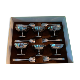 Service of 6 stainless steel ice cream cups