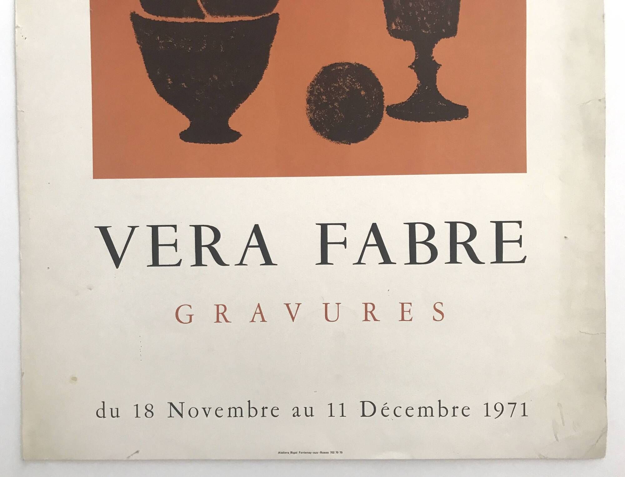 Véra fabre, galerie sagot-le garrec, 1971. original lithograph poster