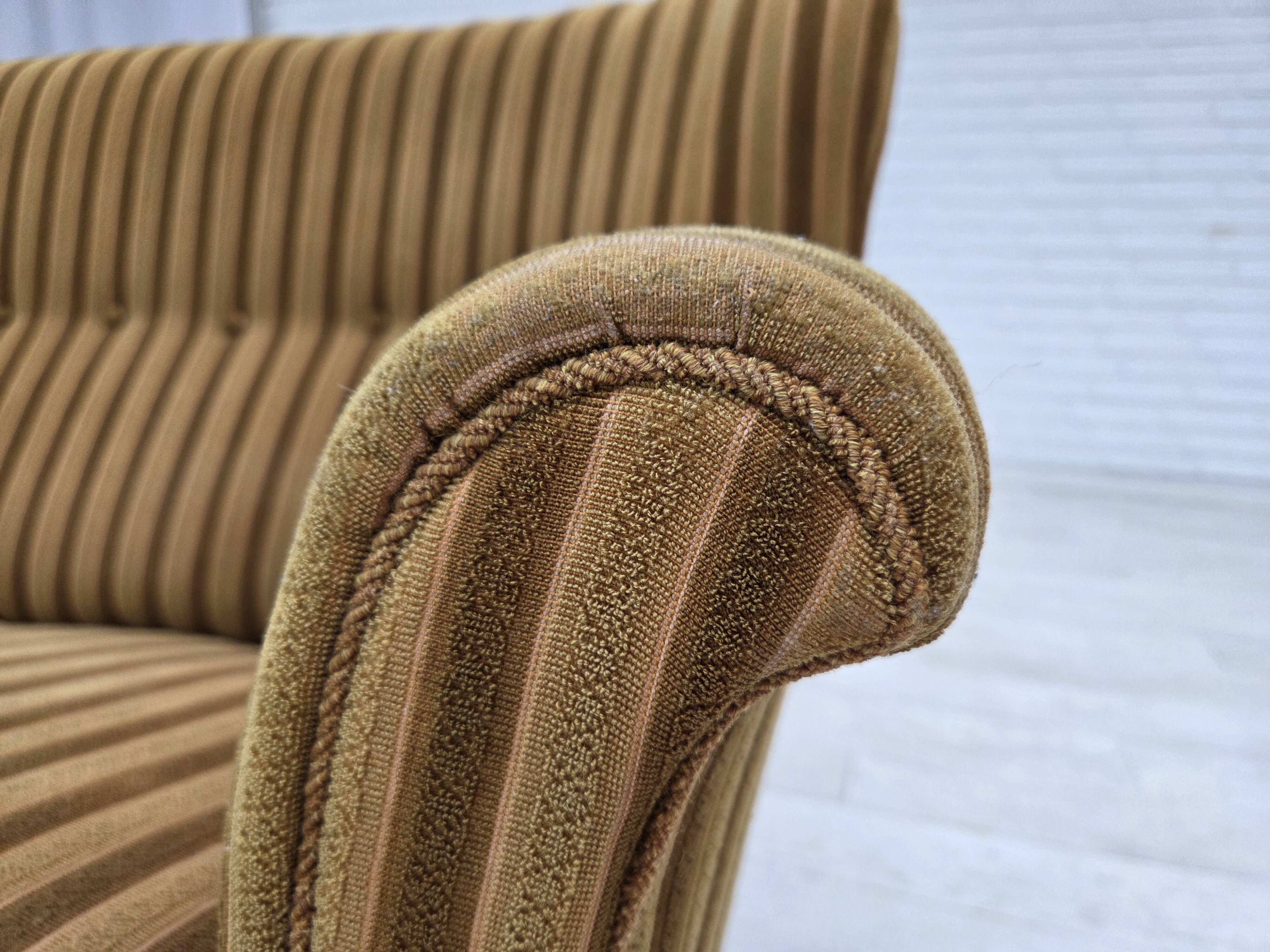 1960s, 3-seater Danish sofa, green furniture wool, original condition.