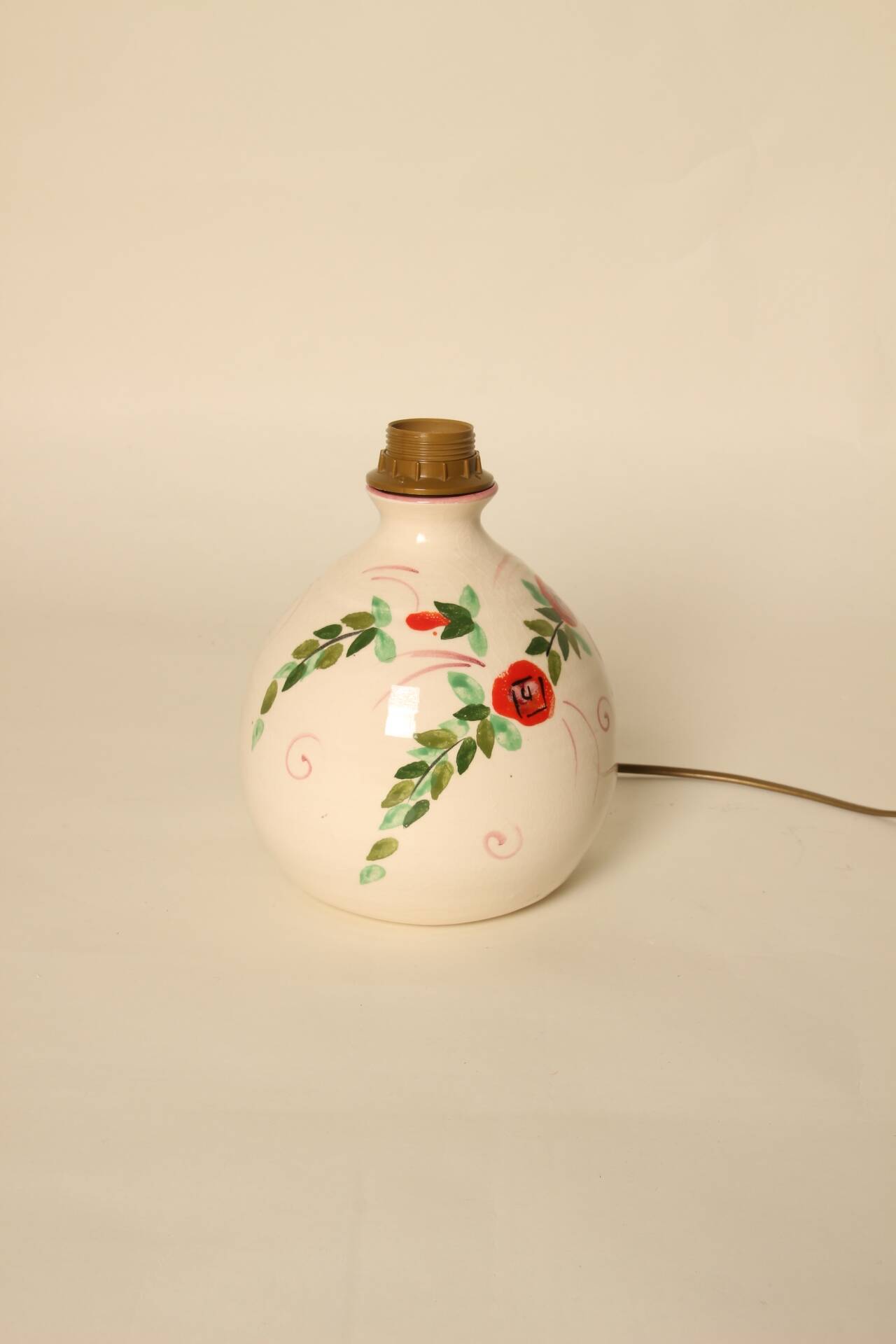 Ceramic lamp base with floral patterns