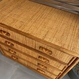 Vintage rattan chest of drawers