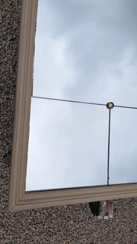 Original Large Mirror has 7 interior mirrors - gray painted wood frame