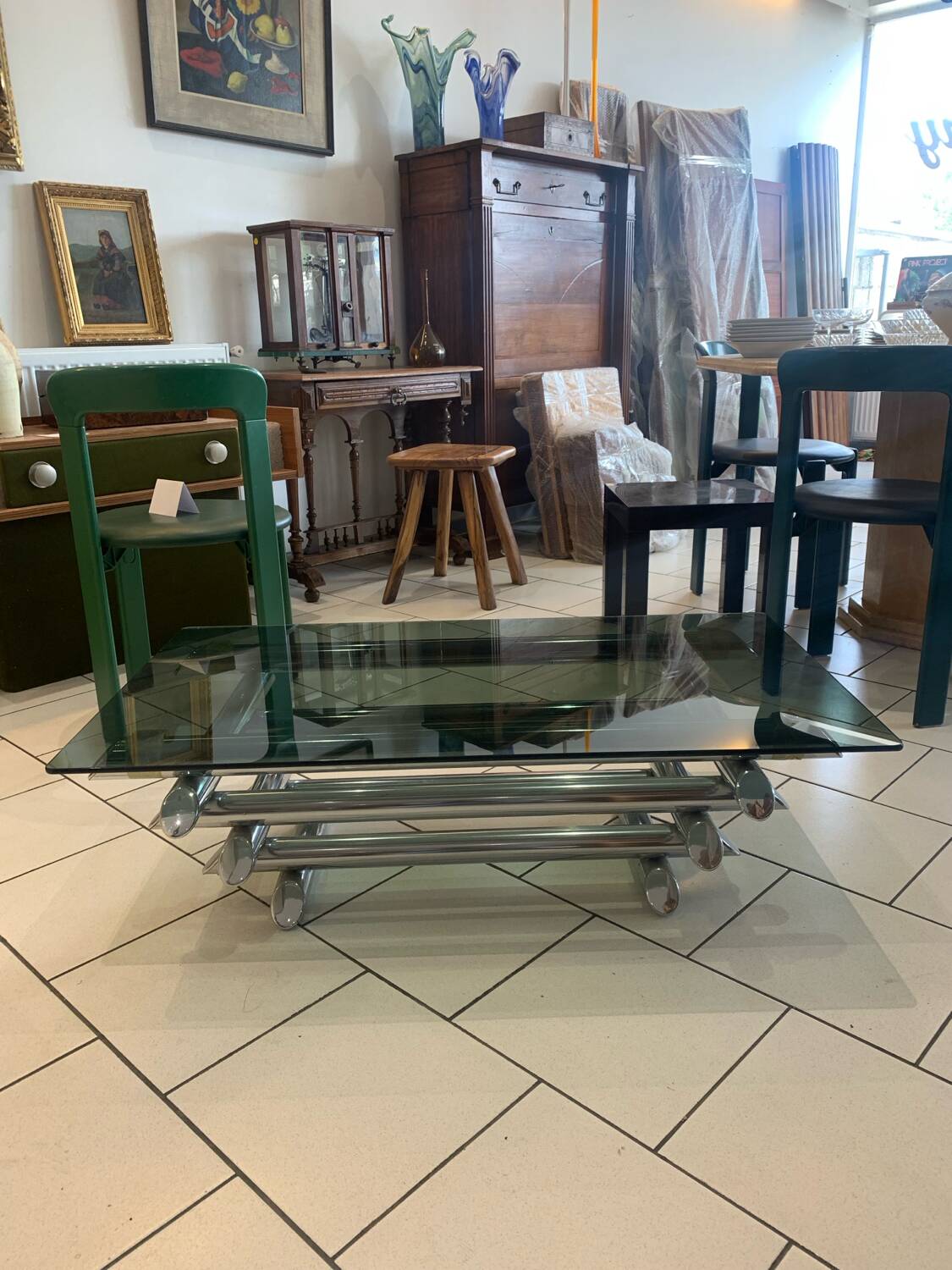 Table basse space age vintage circa 1970