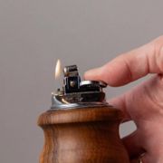 Brown Wood Vintage Lighter with Curved Italian Design, 1960s Table Accessory - Refined Gift
