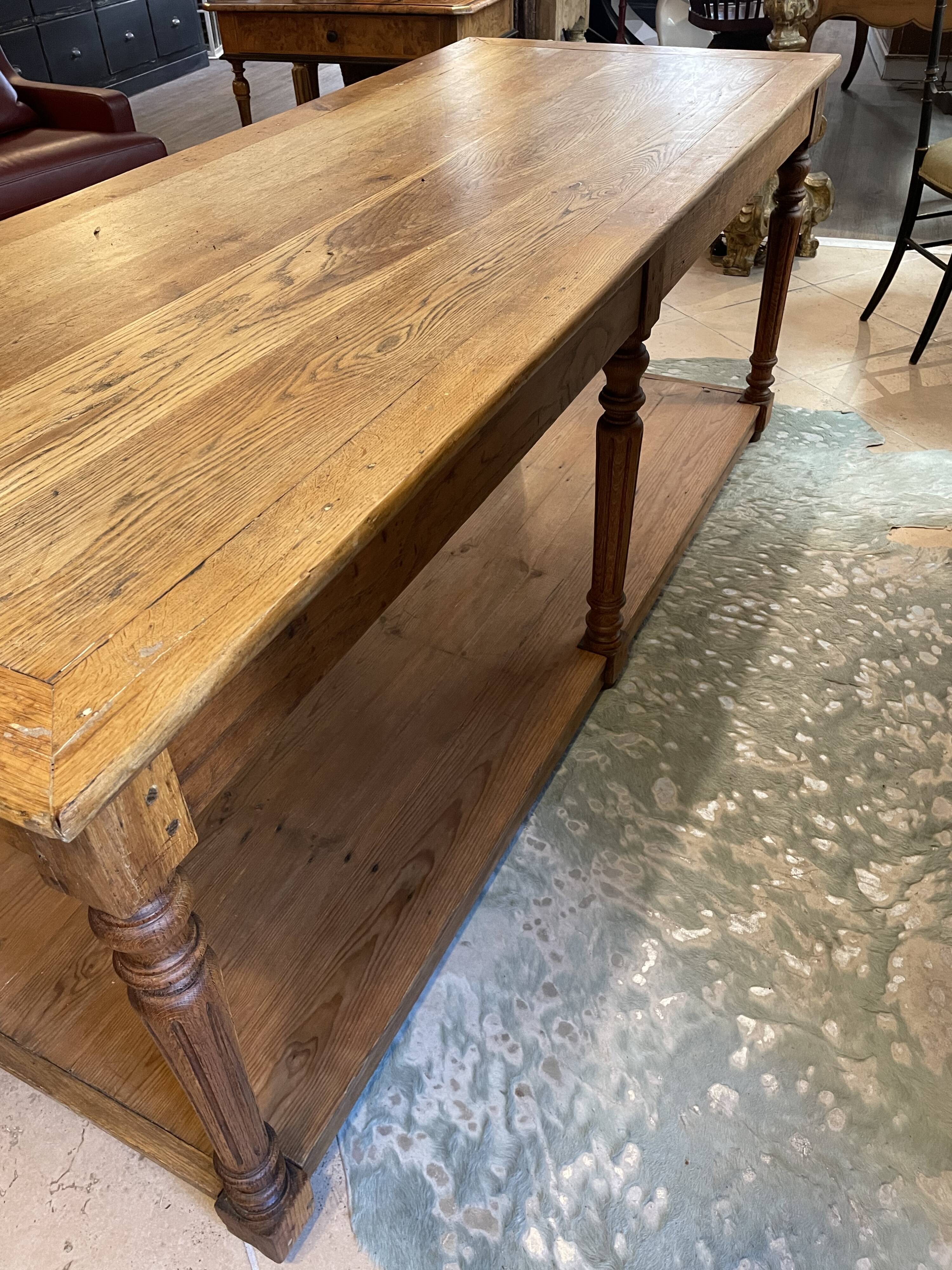 Oak draper table 2 drawers