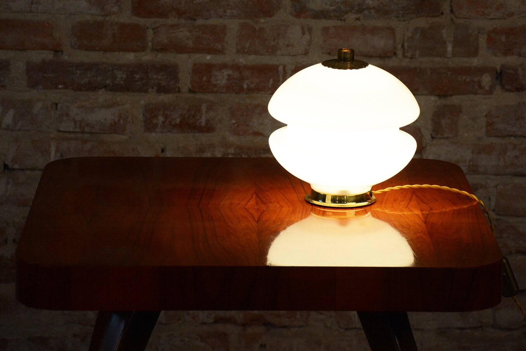 Mid-Century Table Lamp in Brass and Glass, Czech, 1960s