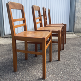 Set of 4 chairs in walnut reconstruction