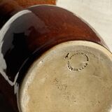 Large brown glazed stoneware jug Grès du Berry Made in France H19