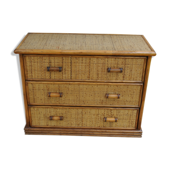 Commode en rotin 1970