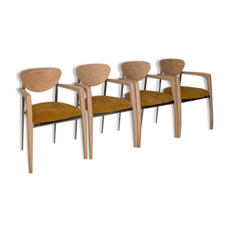 4 chrome wood chairs