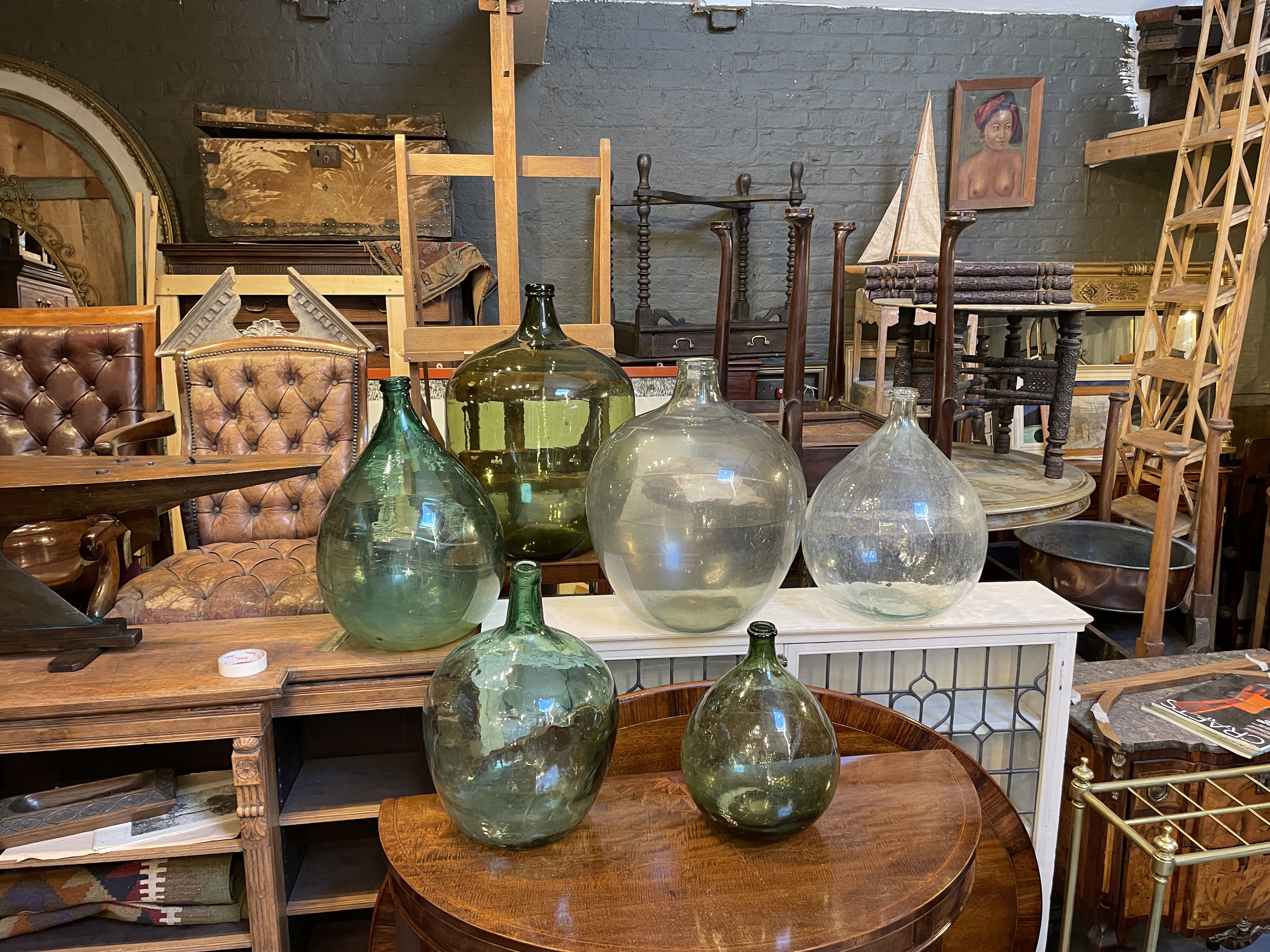 6 large french carboys & demi-johns