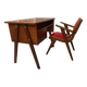 Bureau vintage pied compas et son fauteuil