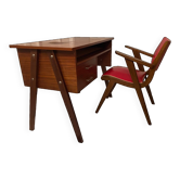 Vintage compass foot desk and armchair