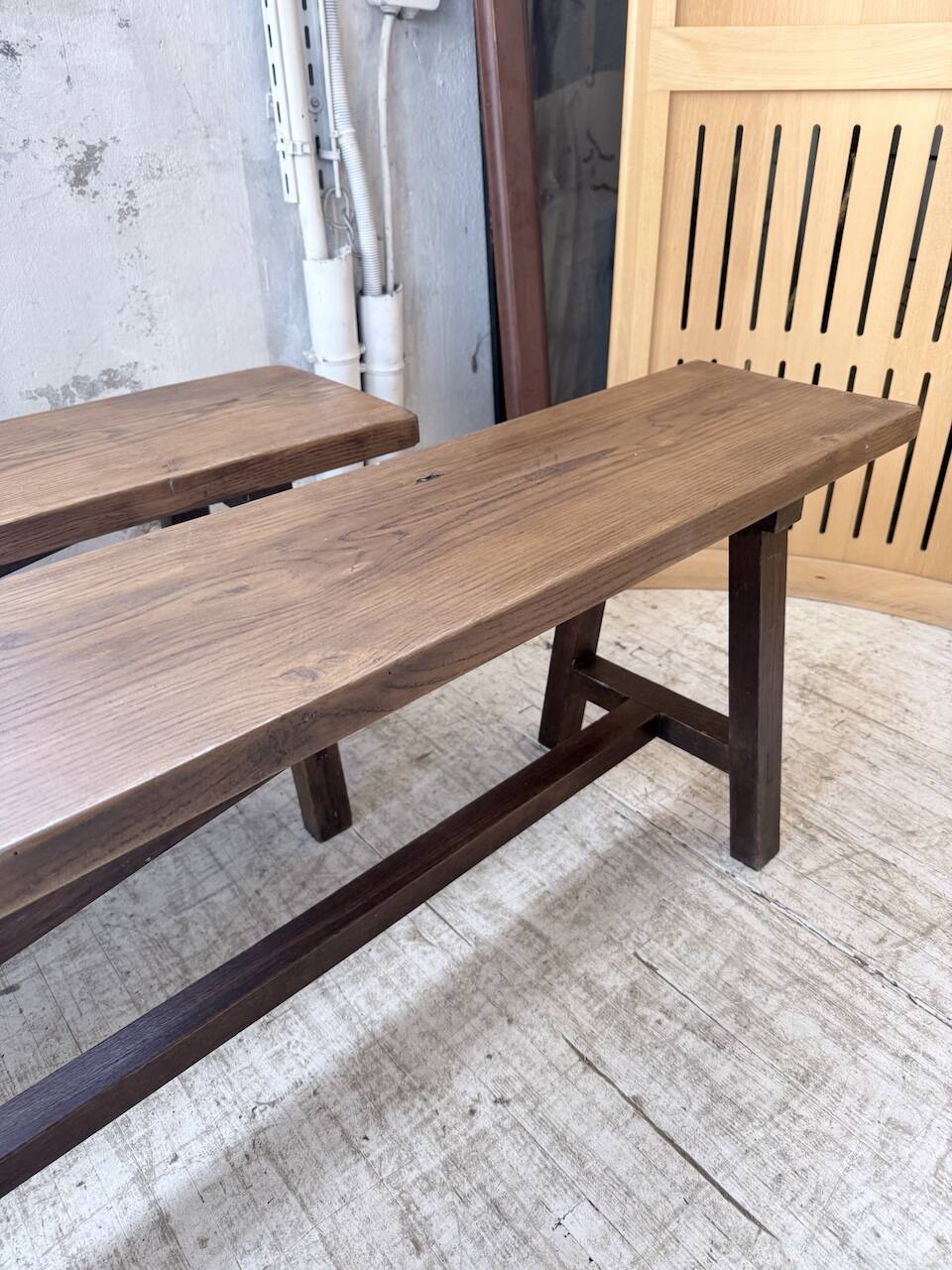 Paire de bancs de ferme chêne 4 mètres