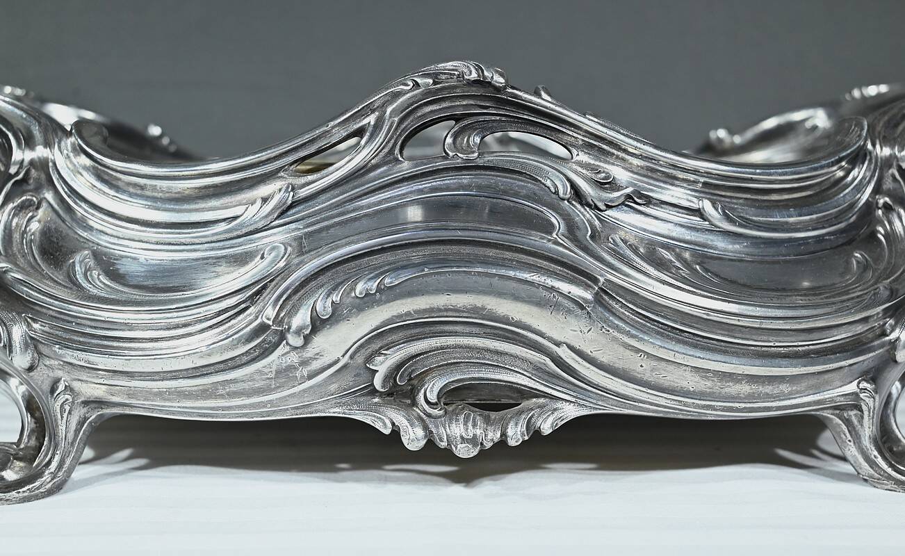 Silvered Bronze Planter, Victor Saglier, Art Nouveau – Late 19th Century