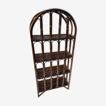 Vintage rattan bookcase shelf