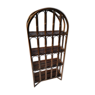 Vintage rattan bookcase shelf