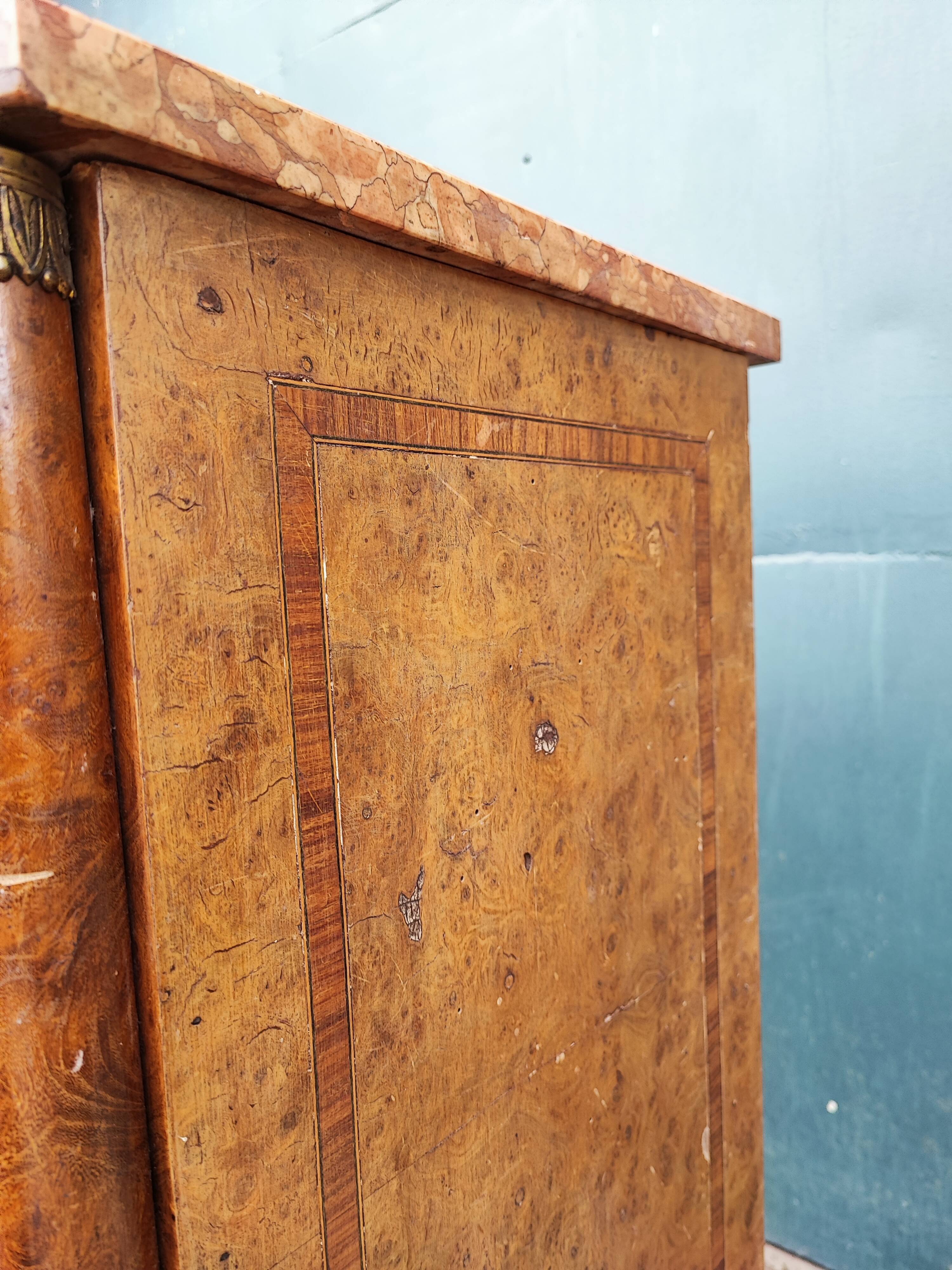 Empire style bedside table marble top