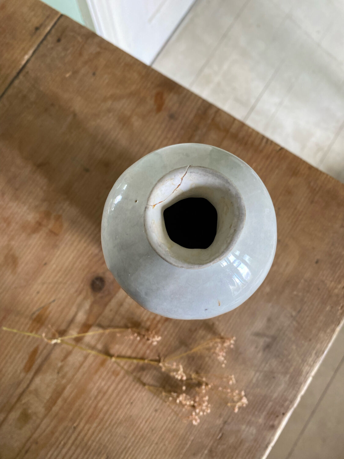 Handcrafted ceramic vase village scene Crete 70s