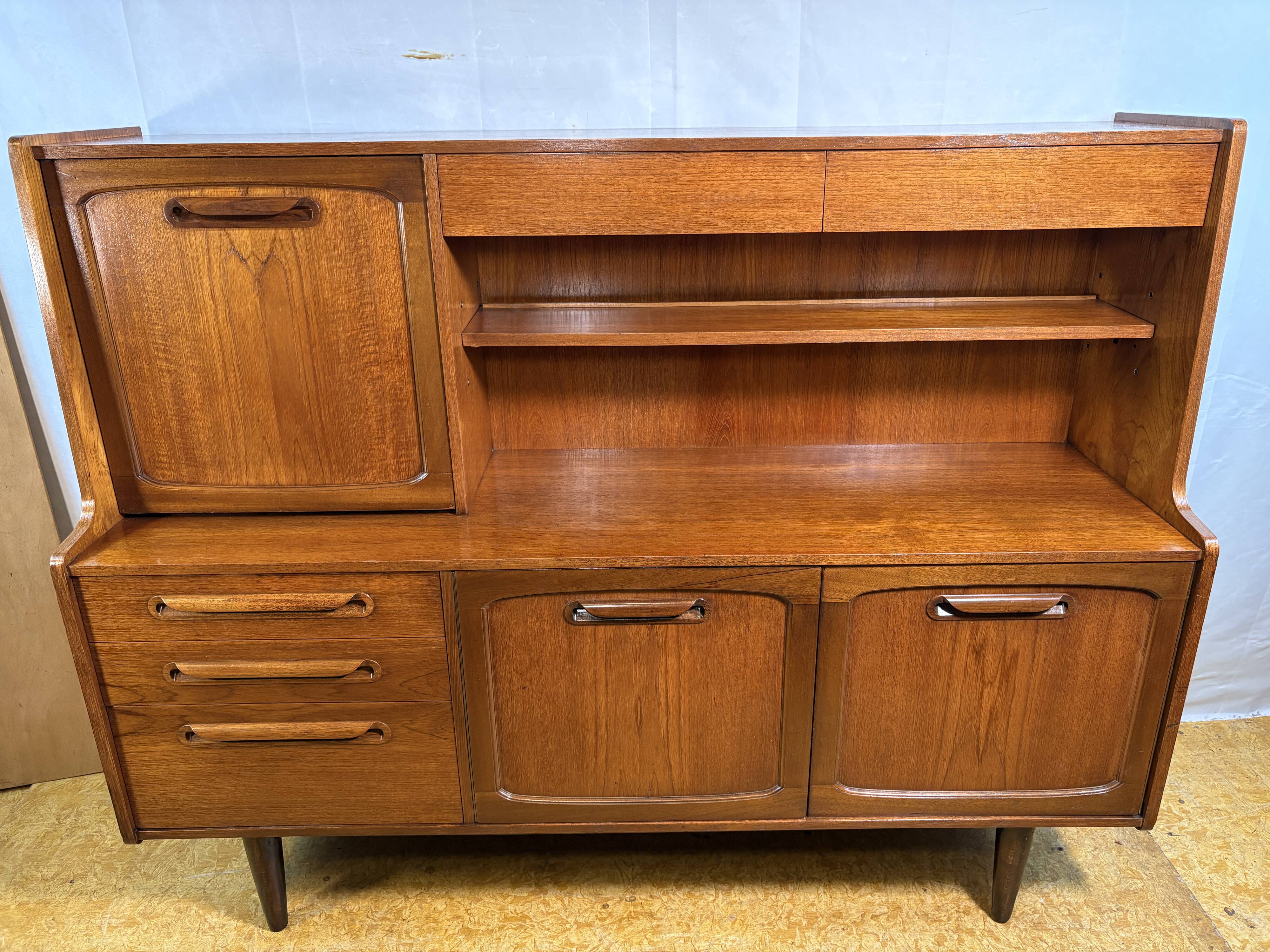 Mid-Century Retro Vintage Stonehill Stateroom Teak Highboard  1960 Danish D