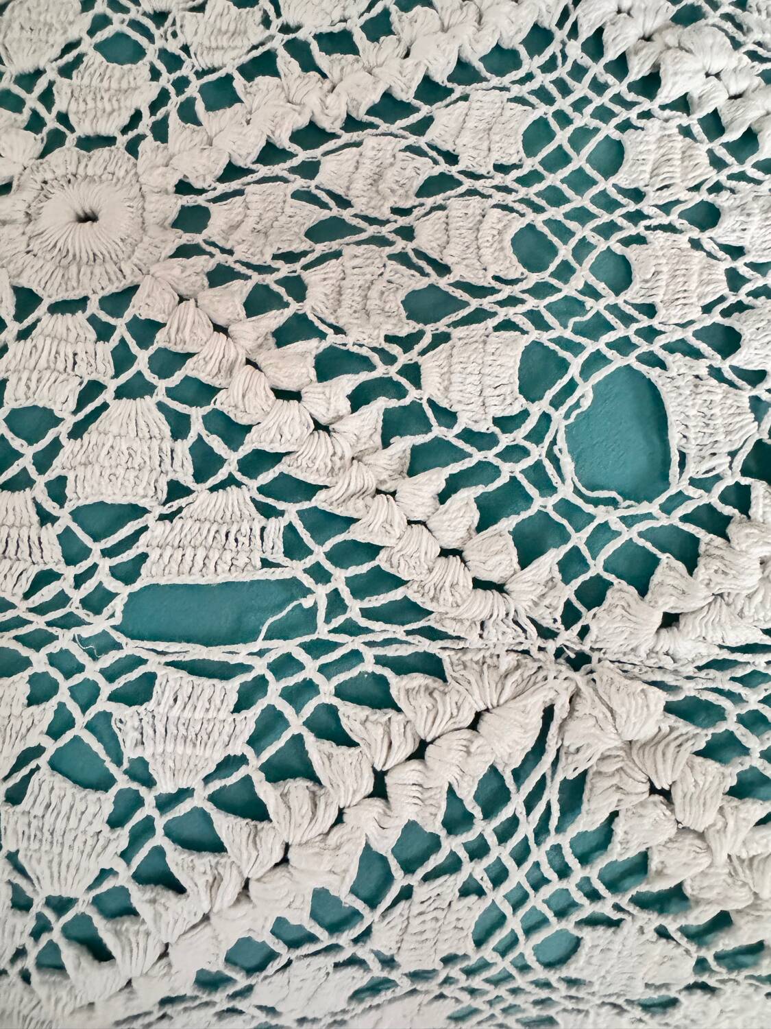 Large vintage handmade crochet bedspread