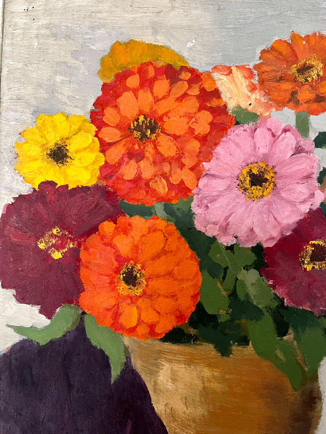 Oil on canvas flowers